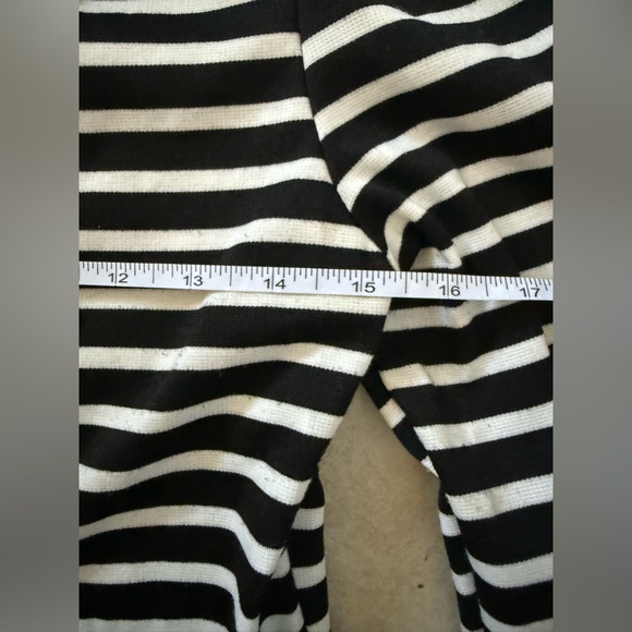 Black+ White Striped Cropped Nautical Jacket with Scoop Neck + Shoulder Detail - Picture 3 of 4